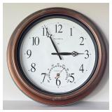 LL - AcuRite 18-Inch Wall Clock with Thermometer and Bronze Finish