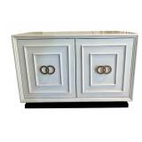 LL - White Double Door Cabinet with Brass Ring Handles