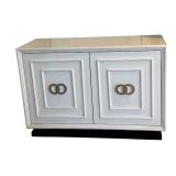 LL - White Double Door Cabinet with Brass Ring Handles