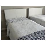 Pair of Twin Bed Frames with Mattresses and Linens