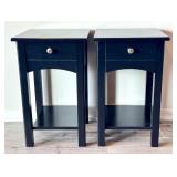 LL - Pair of Black Wood Accent Tables with Drawer