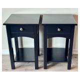 LL - Pair of Black Wood Accent Tables with Drawer
