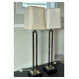 LL - Pair of 32-Inch Modern Table Lamps with Rectangular Shades