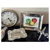 K - Assorted Home Decor Lot with Modern Metal Accents and Framed Watercolor