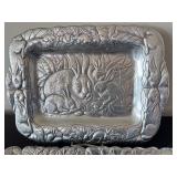 K - Vintage Arthur Court 1990 Aluminum Bunny Serving Tray Set