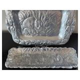 K - Vintage Arthur Court 1990 Aluminum Bunny Serving Tray Set
