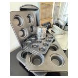 K - Large Collection of Baking Supplies including Cuisinart Hand Mixer, Pans, and Bakeware