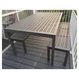 Metal Outdoor Patio Table with 2 Benches and Cushions