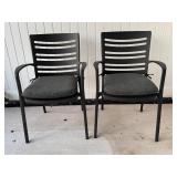 Pair of Metal Patio Chairs with Cushions