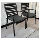 Pair of Metal Patio Chairs with Cushions