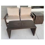 P - Outdoor Metal Patio Set with Loveseat, Coffee Table and End Table