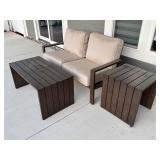 P - Outdoor Metal Patio Set with Loveseat, Coffee Table and End Table