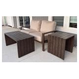 P - Outdoor Metal Patio Set with Loveseat, Coffee Table and End Table