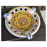 K - Hand-Painted Italian Pottery Bowl with Decorative Cutouts,