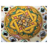K - Hand-Painted Italian Pottery Bowl with Decorative Cutouts,