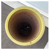 Tall Ceramic Planter 24 Inch Blue and Yellow Glaze