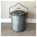 Vintage Galvanized Metal Canister with Lid and Handle