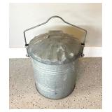 Vintage Galvanized Metal Canister with Lid and Handle
