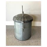 Vintage Galvanized Metal Canister with Lid and Handle