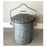 Vintage Galvanized Metal Canister with Lid and Handle