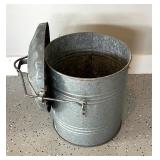 Vintage Galvanized Metal Canister with Lid and Handle