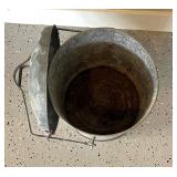 Vintage Galvanized Metal Canister with Lid and Handle