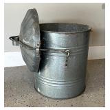 Vintage Galvanized Metal Canister with Lid and Handle