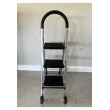 Folding 3-Step Ladder with Wheels 48 Inch Height