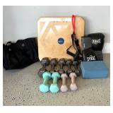 Home Workout Equipment Set with Dumbbells, Balance Board, Gloves, and Accessories