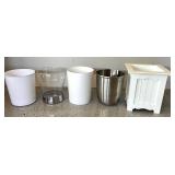 Set of 5 Small Decorative Trash and Planter Bins