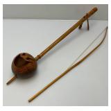Vintage Thailand Ethnic Handmade Coconut Shell String Fiddle Instrument