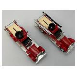 Two John Deere Company Die-Cast Fire Trucks (One Missing Pieces)