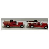Two John Deere Company Die-Cast Fire Trucks (One Missing Pieces)