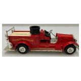Two John Deere Company Die-Cast Fire Trucks (One Missing Pieces)