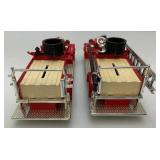 Two John Deere Company Die-Cast Fire Trucks (One Missing Pieces)