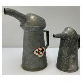 Two Vintage Galvanized Oil Cans Including HUFFY
