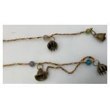 Vintage Strand Of Miniature Brass Hanging Door Bells 82" Long
