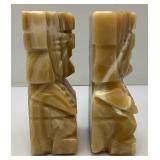 Vintage Mexican Onyx Aztec Figure Book Ends 7 1/4"