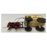 Vintage Heavy Cast Metal Milk Wagon With Horse 6" x 11"