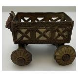 Vintage Brass Cart With Four Wheels In Tribal Art 3" x 4"