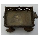 Vintage Brass Cart With Four Wheels In Tribal Art 3" x 4"