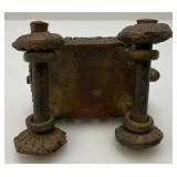 Vintage Brass Cart With Four Wheels In Tribal Art 3" x 4"