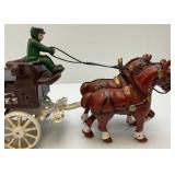 Vintage Heavy Cast Metal Freash Fruit & Vegetables Wagon With Horse (Missing Pieces) 6" x 14 1/2" With Original Box