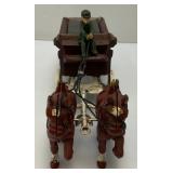 Vintage Heavy Cast Metal Freash Fruit & Vegetables Wagon With Horse (Missing Pieces) 6" x 14 1/2" With Original Box