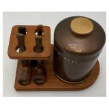 Vintage Wooden Pipe Stand With Tobacco Jar & Pipes