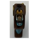 Rare Vintage Wooden Cigarette Lighter Holder And Consealed Ashtray
