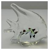 Unique Glass Fish Shaped Paperwieght 4" x 4"