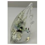 Unique Glass Fish Shaped Paperwieght 4" x 4"
