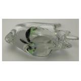 Unique Glass Fish Shaped Paperwieght 4" x 4"