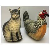 Reposted Do To No-Show Antique Cloth Cat And Chicken Door Stops 13"